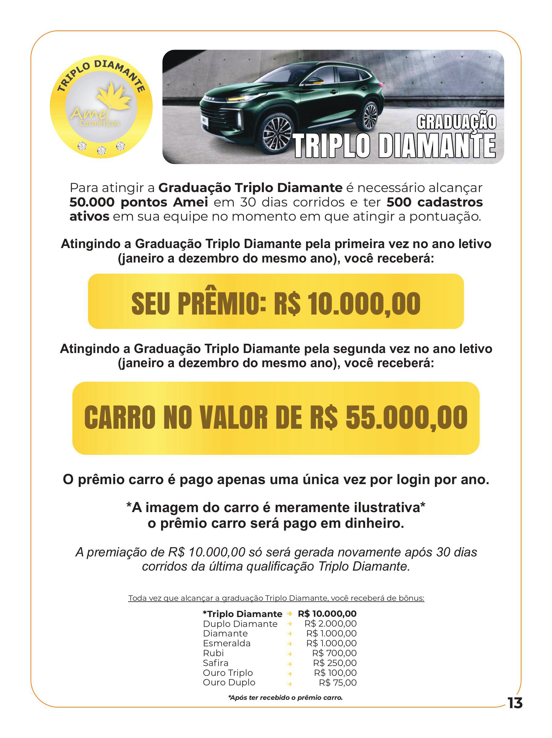 Amei Cosméticos Graduação Triplo Diamante