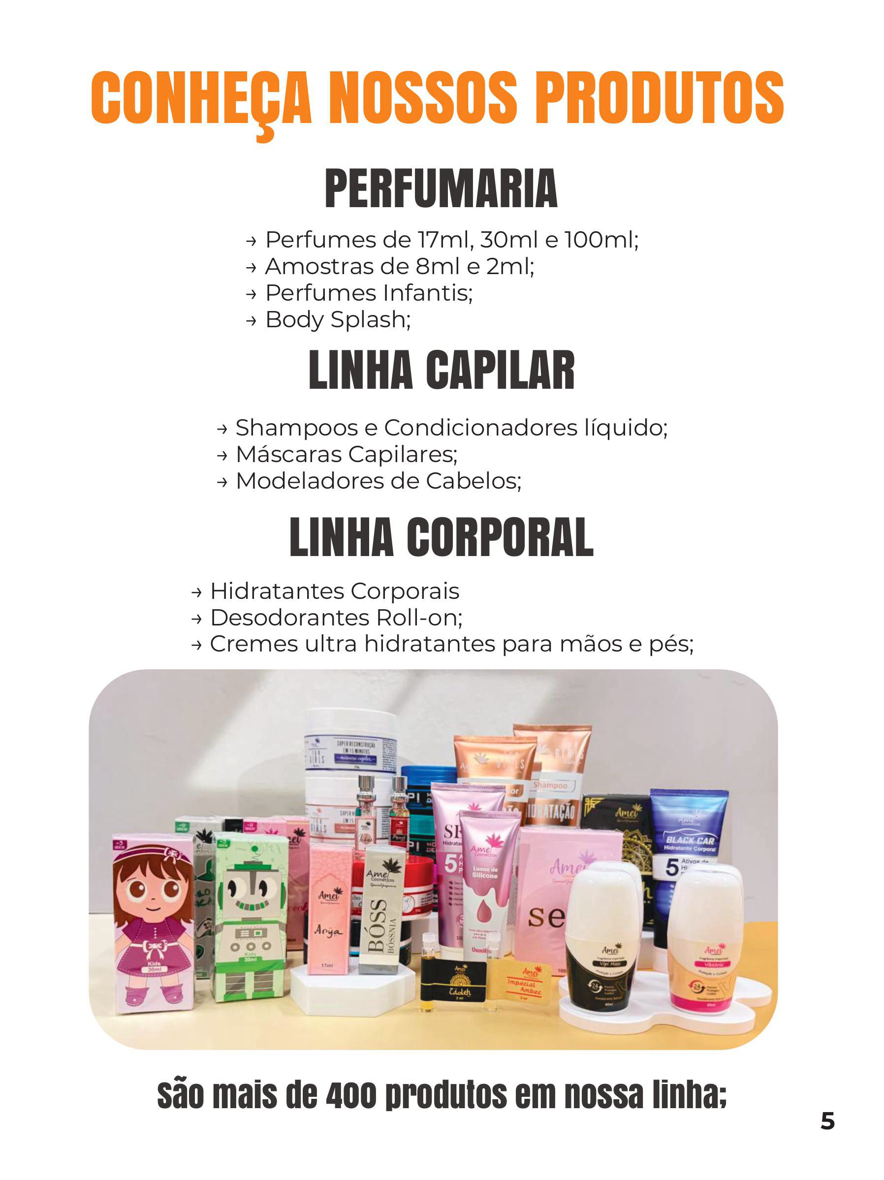 Produtos Amei Cosméticos - Perfumaria Linha Capilar e Linha Corporal
